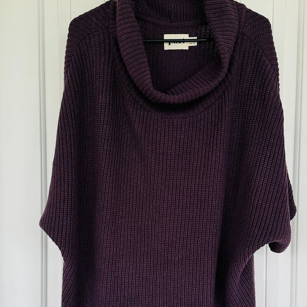 100% Organic Cotton Purple Oversized knit sweater/Tunic with a cowl neck